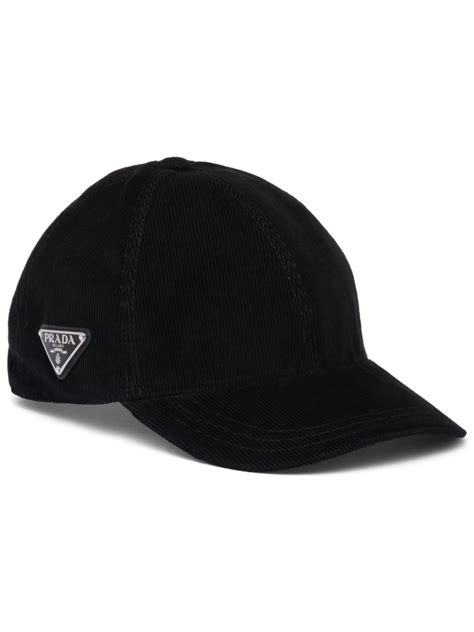 prada black cap|Prada Corduroy Baseball Cap .